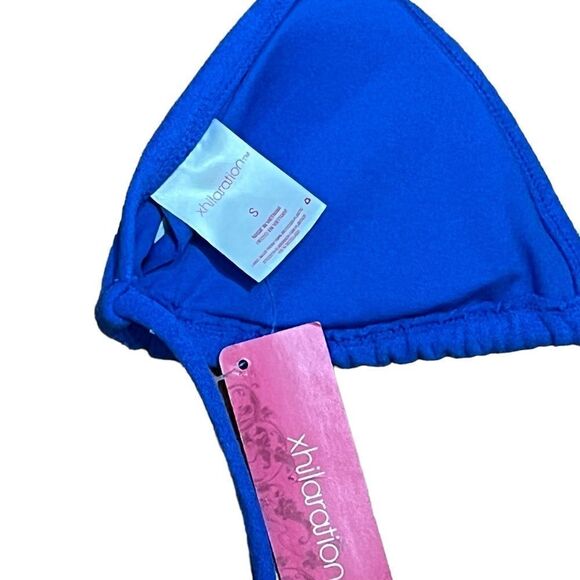 NWT Xhilaration Junior’s Blue Cobalt Terrycloth Triangle Slide Bikini Top, S - Picture 8 of 10